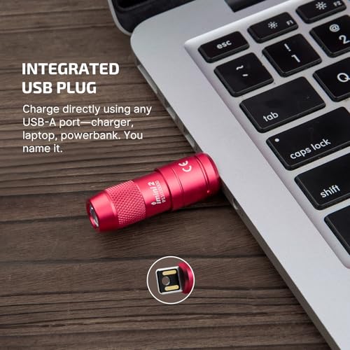 Image of OLIGHT IMINI 2 EDC Rechargeable Keychain Flashlight, 50 Lumens Compact and Portable Mini LED Keyring Lights with Built-in Battery Ideal for Everyday Carry and Emergencies (Passionate Red) (Pack of 2)