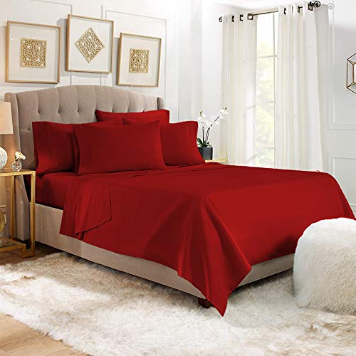 Image of YRM Bedding's Burgundy 600-TC Oraganic Cotton Flat Bedsheet King Size (102 inchx108 inch) with Pillow Covers (18 inchx28 inch)