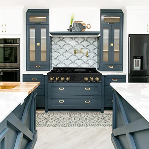 Zline Kitchen And Bath RTBZ-48-CB Zline Autograph Edition 48 Inch Porcelain Rangetop With 7 Gas Burners In Black Stainless Steel And Champagne Bronze Accents thumb #6