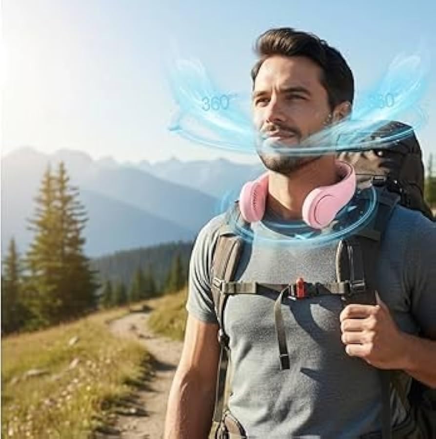Image of Portable Neck Fan, Hands Free Bladeless Neck Fan, Rechargeable Personal Cooling Fan for Travel, Office & Holiday Use