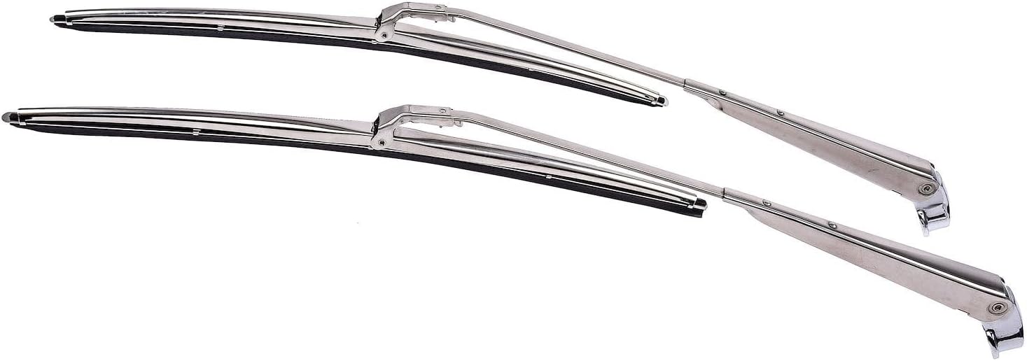 JEGS 79118 Windshield Wiper Arm & Blade Set 1964-1967 GM A-Body Correct OE Silve