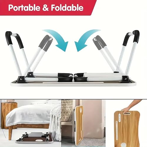 Portable Foldable Laptop Bed Table with 3 Port USB, Storage Drawer and Cup Holder, Laptop Desk Stand Tray for Eating, Reading and Working (Black) - Thumbnail 6