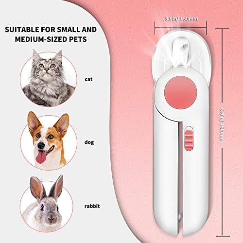 Cortador de unhas para animais de estimação com luz LED Aparador de cabeça redonda Limpador de lima