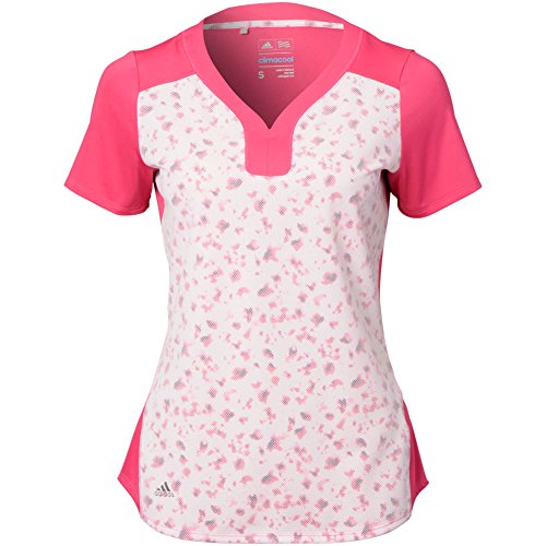 adidas Golf Women's Tour Bonded Mesh Polo Shirt, Raspberry Rose, Small