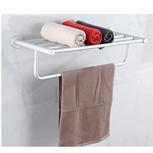 Porte-serviettes mural multifonctionnel double couche argenté avec support - 2