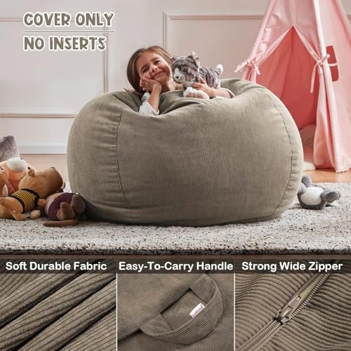 Miniatura 4 de Nobildonna - Funda Para Puf Sin Relleno Para Niños Y Adultos. Puf Extra Grande Para Almacenar Peluches O Espuma Viscoelástica De Pana Suave De