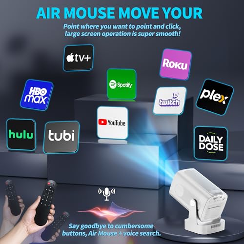 Image of Projector [Auto Focus & Native 1080P & Built-in Apps] Mini Portable Projector 1080P, 4K Full HD with WiFi 6 & Bluetooth 5.4, Auto Focus & Keystone, 270 Rotatable, Compatible with Phone /HDMI /USB,Black