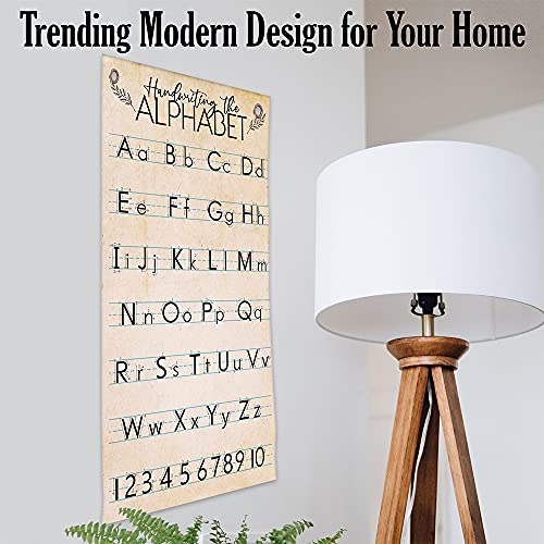 Handwriting The Alphabet - Vintage Canvas Alphabet Poster Wall Scroll Art - Nursery Decor 16" X 32" Baby Room Decor Print - Makes Great Playroom Wall Decor - Homeschool Decor - Abc Wall Decor #TOP2