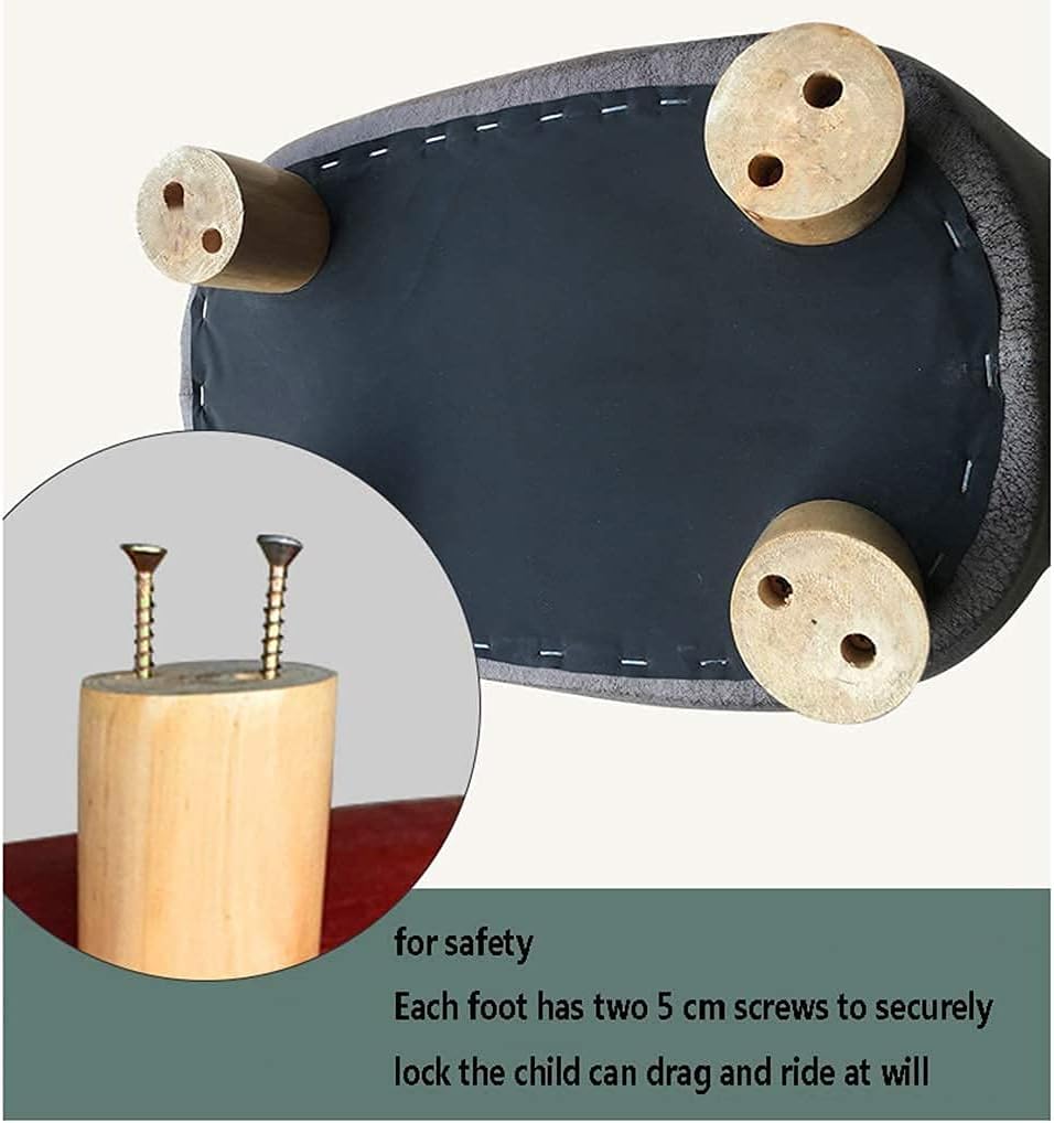 Cute Animal Footstools Footrest Ottoman with Soft Padded Cushion and Non-Slip Feet Padded Seat Upholstered Ride-on Footstools for Bedroom Living Room Office (F 50x28x24cm)