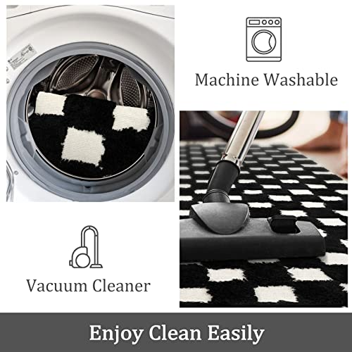 Lahome Checkered Boho Bathroom Rugs, Small 2X3 Black Rug Washable Door Mats Indoor Woven Cotton Area Rug With Tassels, Farmhouse Tufted Throw Rug Non-Shedding Floor Rugs For Entryway Laundry #TOP2