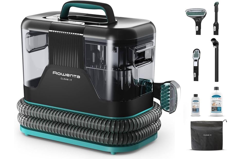 Rowenta Clean it Shampouineuse 750W IN5020F0 avec Solution Nettoyante Taches d'Animaux 1L