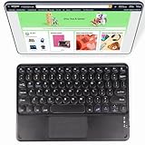 Wireless Bluetooth Keyboard with Touchpad for iPad Ultra-Slim Small Portable Rechargeable Wireless Keyboard for Apple iPad iPhone Tablet Android Phone PC Computer Mac(Black)