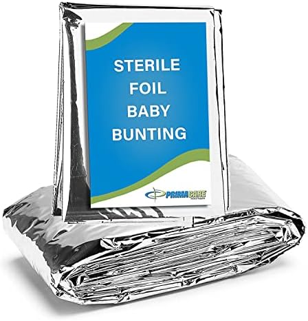 PrimaCare CS-6835 Sterile Foil Baby Bunting Blanket for Newborns and Infant, Disposable Emergency Heat Saving, 30" x 17"