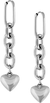 Sacina Gothic Punk Heart Chunky Chain Earrings, Gothic Emo Punk Grunge Y2k Aesthetic Earrings, Goth Jewelry, Christmas Jewelry Gift For Women