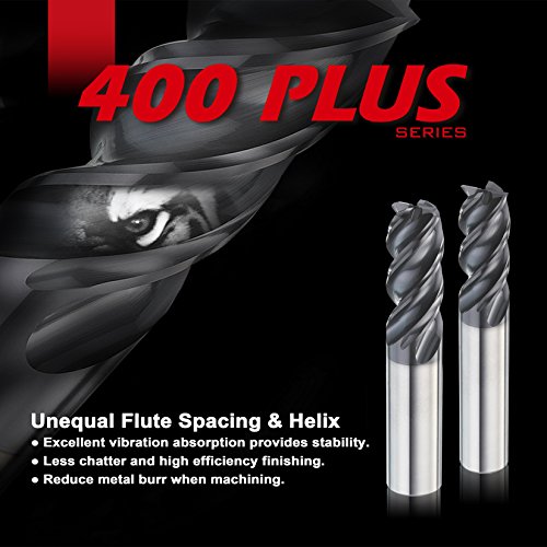 Speed Tiger Ipvr Carbide Corner Radius End Mill For Titanium - Unequal Flute Spacing And Helix Design - 4 Flute - Ipvr1T3/8"0.06"4 - Made In Taiwan (1 Piece, R0.06, 3/8") #TOP4