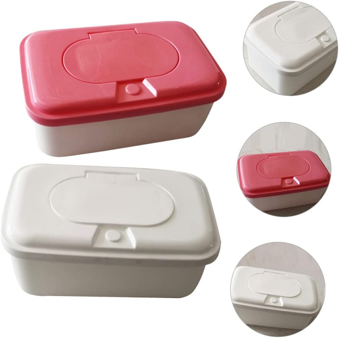 2 Pcs Wipes Dispenser Wipe Holder with Lid Box Case Keeps Wipes Fresh Refillable Wipes Container for Baby and Adult Use Bathroom and Travel Wipe Holder