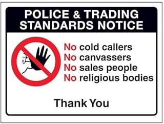 DP073AL-W Trading Standards: No Cold Callers or Sales People Sign 150mm x 100mm-Window Sticker