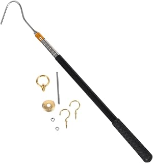 SOLUSTRE 1set Ladder Pull Down System Kit Attic Access Telescopic Extension Pole and Sturdy Hooks for Use Homes Garages and