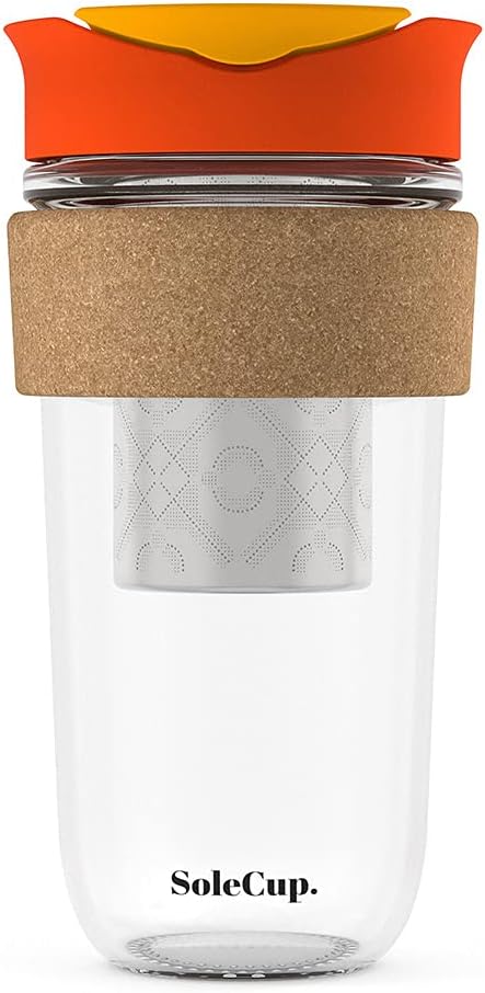SoleCup. Large Travel Mug Loose Tea Infuser, Detachable Tea Strainer with Spill Proof Lid