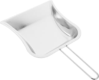 Veemoon Vintage Metal Dust Pan Small Dustpan Long Handle for Desktop Cleaning Silver Dust Shovel for Workshop Office Home