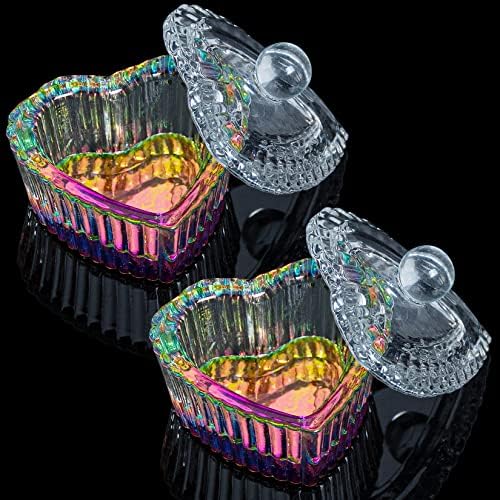 AORAEM 2PCS Glass Dappen Dishes with Lids for Acrylic Nail Liquid, Powder | Glass Crystal Cups hold Monomer for Professional Use and Home Use