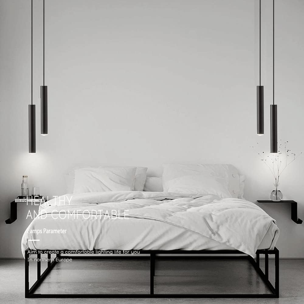 2-Lights Creative Long Tube Lamp, Copper Long Hanging Light, 16W Led Island Lamps, Bedroom Bedside Decorative Lighting Drop Lamps, Minimalist Cylindrical Chandeliers/Warm Light