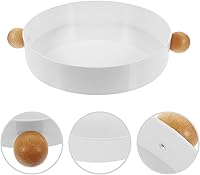 Vista 8 de Cabilock Bandeja de madera maciza Placa de fruta redonda Bandeja de almacenamiento decorativa