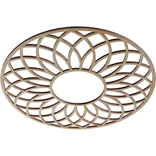 Image of Ekena Millwork 18 inchOD x 6 1 /8 inchID x 3 /8 inchT Cannes Wood Fretwork Pierced Ceiling Medallion, Birch