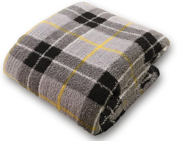 London Dream Teddy Tartan Throw Double Soft Warm Cosy Tartan Check Printed Fleece Throws for Sofa Bed Car Travel Blanket (Grey, 150 x 200 cm)