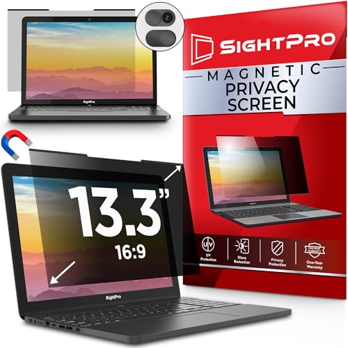SightPro Magnetic Laptop Privacy Screen 13.3 Inch 16:9 - Removable Computer Privacy Filter Shield and Protector