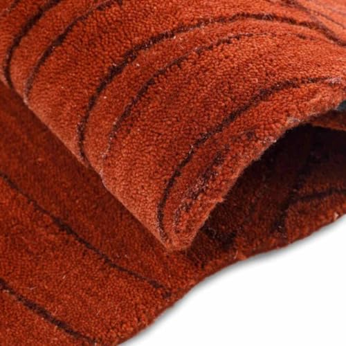 Image of Sifa Carpet Crafted with Care: Premium Hand-Made Wool Carpets Irregular ShapedHand - Tufted Area Rugs for Your Living Room Rust Color Size 3X5 feet (90X150cm)