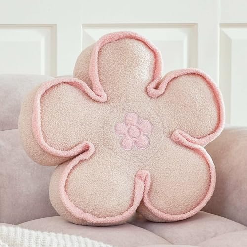 Kcvvcr Flower Pillow, Cute Flower Shaped Pillow Decorative Throw Pillow, Soft Flower Plush Floor Pillow Cushion for Room Decor Bed, Couch, Chair?Beige, 13.7 Inch?