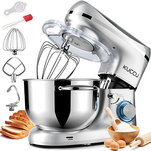 KUCCU Küchenmaschine 1500W Knetmaschine mit 7L Edelstahl-Schüssel Doppelgriffen