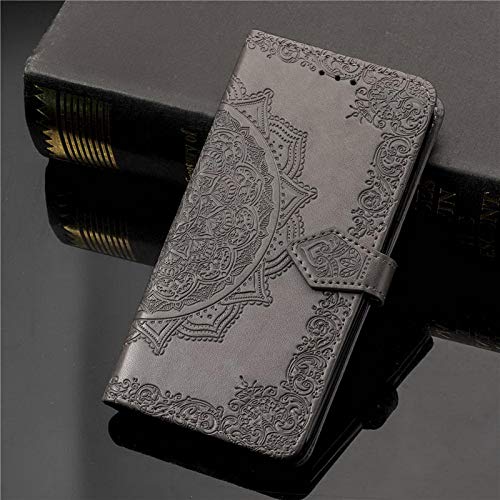 Image of ClickCase Queen Series for iPhone 15 Plus Leather Flower Embossing Wallet Flip case Magnetic Closure Flip Cover for iPhone 15 Plus (Grey)