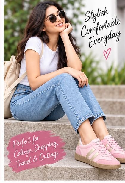Image of Casual Sneaker Shoes for Women | Soft Cushioned Insole | Sneakers for Woman | Lightweight | Comfortable | Stylish, Trendy Girls and Women Sneakers with Laces