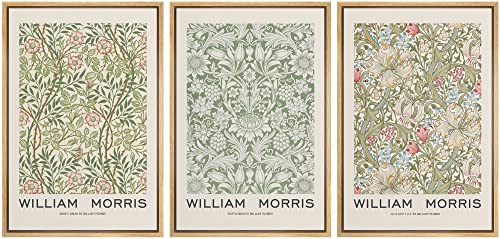 wall26 Framed Canvas Print Wall Art Set William Morris Flower Pattern Tapestries Nature Floral Illustrations Fine Art Decorative Botanical Rustic for Living Room, Bedroom, Office - 24