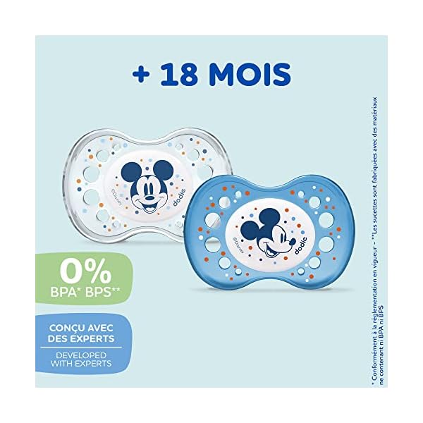 Dodie Set mit 2 Schnullern, anatomisch, Nacht, +18 Monate, BPA-frei, robust, Mickey – Bild 3