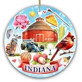 Sportyzen Indiana State Christmas Ornament – Round Ceramic Keepsake