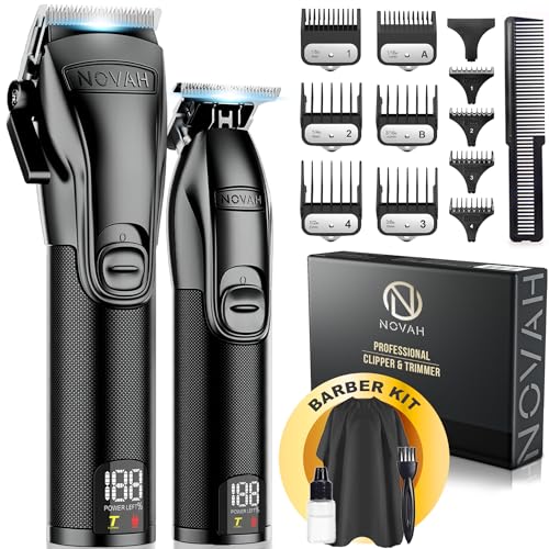 Novah® Professional Hair Clippers for Men, Professional Barber Clippers and Trimmer Set, Mens Cordless Hair Clipper for Barbers Haircut Kit Fade