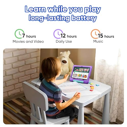 Image of aiprotablet 10 inch Kids Tablet, Android 16 Tablet for Kid, Octa-Core CPU, 24GB RAM, 64GB ROM 1TF Card Expandable for Toddler Children,Tablets with Case, Parental Control, 6000mAh,WiFi, BT5.0 (Purple)