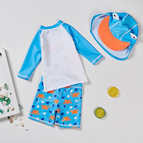 Image of Baby and Toddler Boys' 3-Piece Swimsuit Set Kids Bathing Suit Swimwear with Hat Surfing Suit UPF 50+ FBA