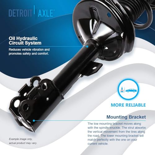 Image of Detroit Axle - Front 4pc Steering Knuckles Kit for 04-07 Toyota Highlander, 2 Steering Knuckles & Wheel Bearing Hubs 2 Struts w /Coil Spring 2004 2005 2006 2007 Replacement Suspension