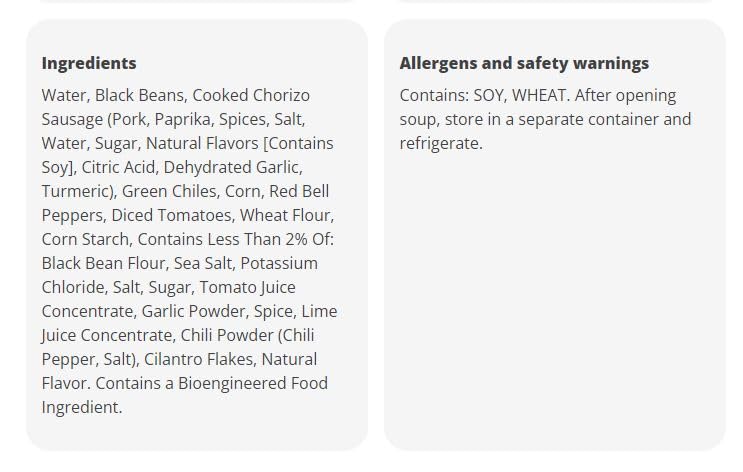 Miniatura 3 de HEB Sopa condensada de chorizo picante y frijoles negros inspirada en Texas 10.5 oz (298g) Paquete de 4