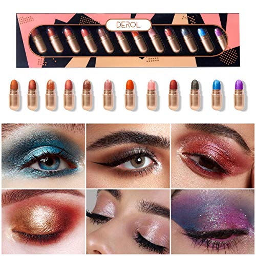 Mini 12 Liquid Glitter Eyeliner Stick Set Colors Glitter Eyeshadow Sticks Long Lasting Waterproof Shimmer Eyeshadow