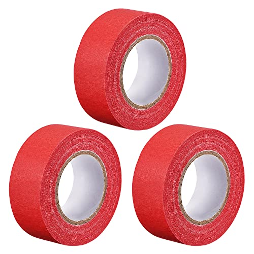 Image of uxcell 3Pcs 25mm 1 inch Wide 20m 21 Yards Masking Tape Painters Tape Rolls Red