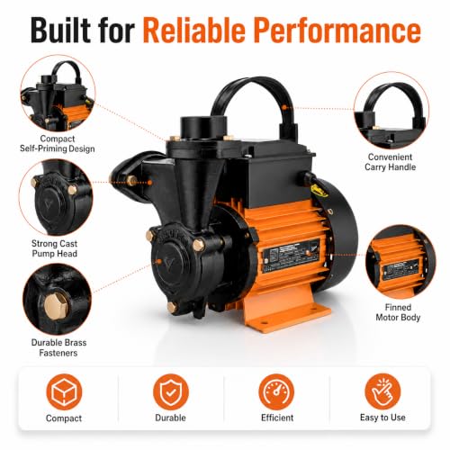 Image of Kirloskar 0.5 Hp Anisa Self Priming Water Pump |water pump 0.5hp| Pure Copper Winding | 1 year warranty
