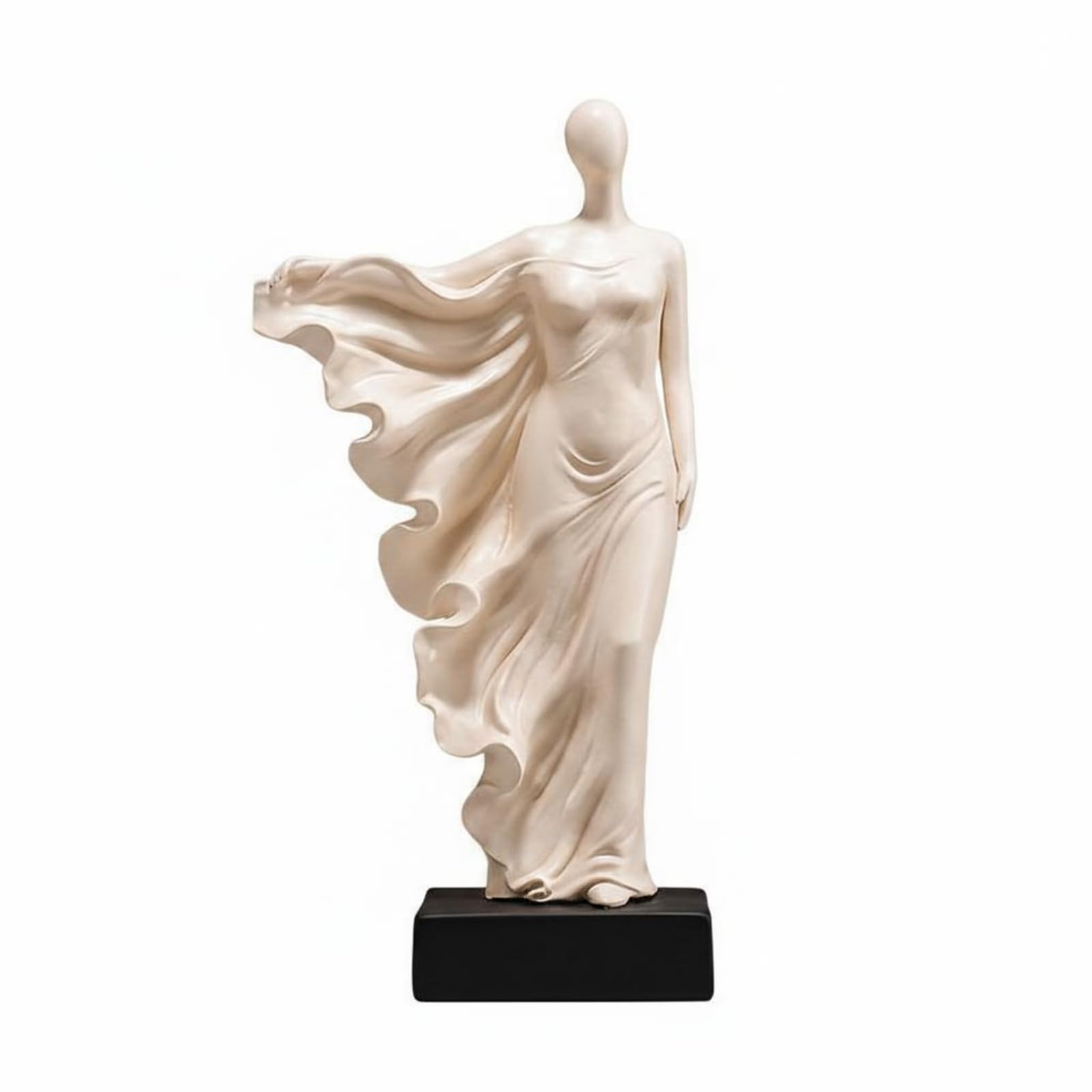 Gralara Scultura Scultura Donna Figurina Decorazione Statua da Tavolo in Resina con Silhouette Minimale E Tocco Contemporaneo Adatta per Soggiorno Mensole Consolle Studio, Beige