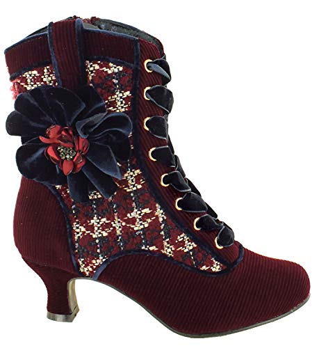 Bottines à lacets rouge pour femme éviter le mal de pieds grâce aux talons bas