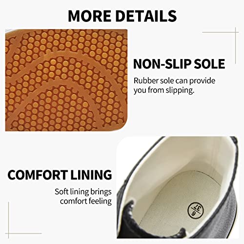 Sernial Women's High Top Platform Sneakers Pu Leather Platform Shoes White Tennis Shoes For Women(Black,Us7) #TOP3