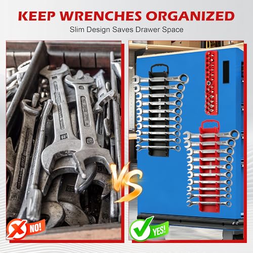 Image of TOOLEAGUE 2Pcs Magnetic Wrench Organizer Set & 1 /4 inch Hex Bit Organizer